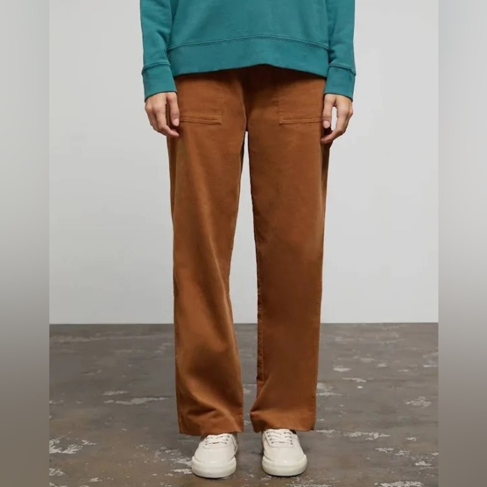 Onia Brown Corduroy Wide Leg Pants High Rise Straight Leg Minimal Size 24